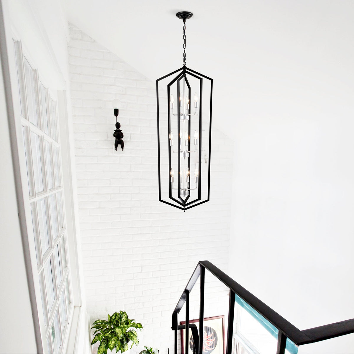 12-Light Farmhouse Kitchen Chandelier with Matte Finish - Metal