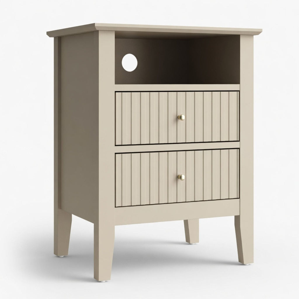 Fluted Nightstand with 2 Drawers and Soft-Close Slides - Multiple Colors