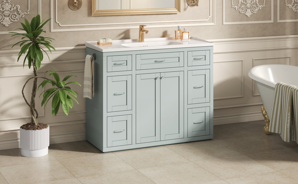 48" Mint Green Bathroom Vanity with Ceramic Sink - Mint Green