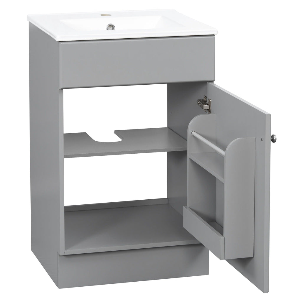 Bathroom Vanity with Sink and Adjustable Shelf - Multiple Colors