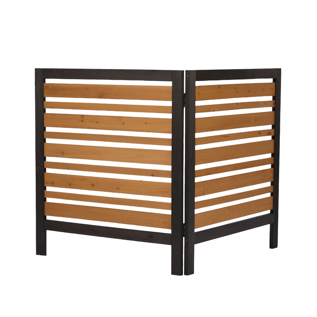 Outdoor Air Conditioner Fence Screen with Slatted Airflow - Light Brown