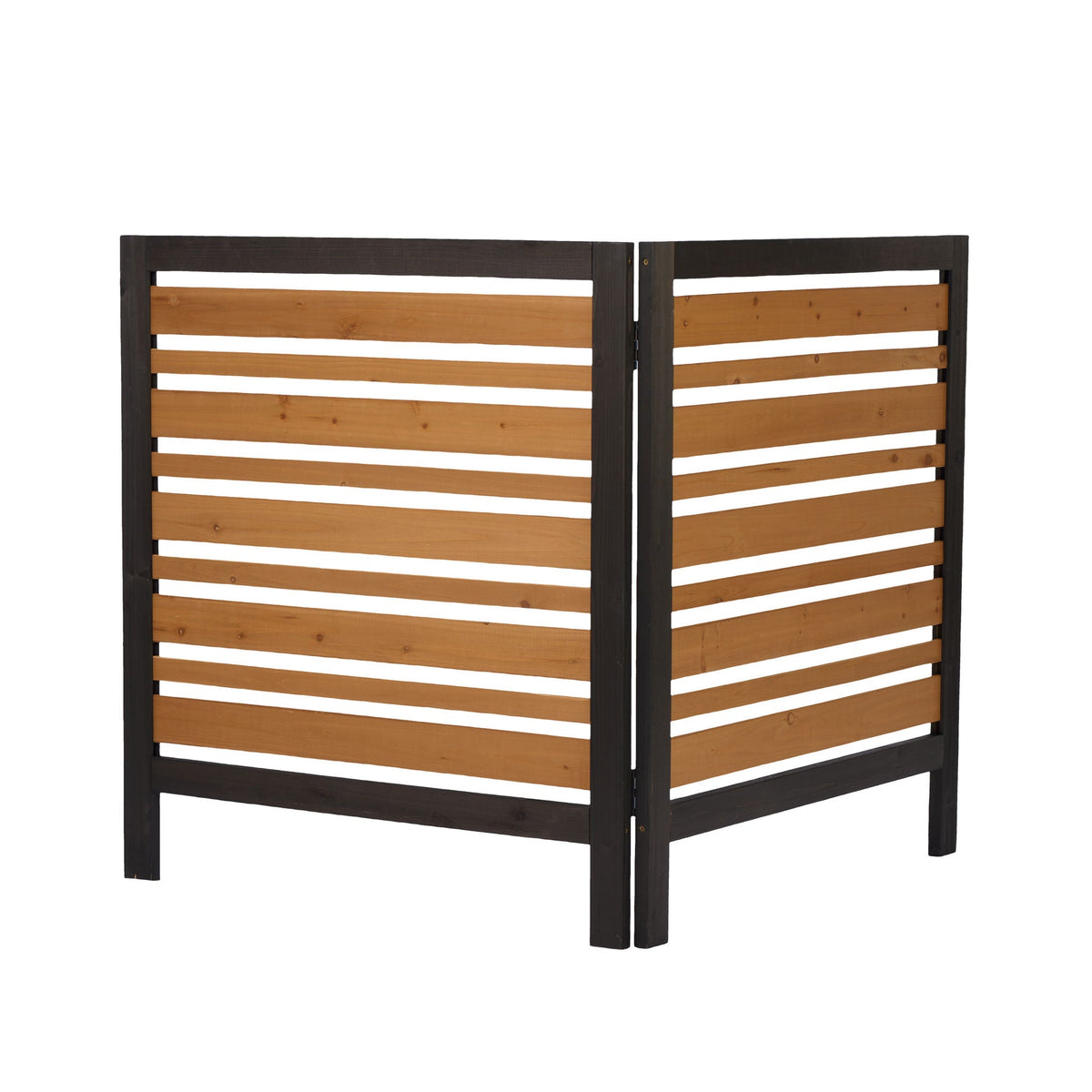 Outdoor Air Conditioner Fence Screen with Slatted Airflow - Light Brown