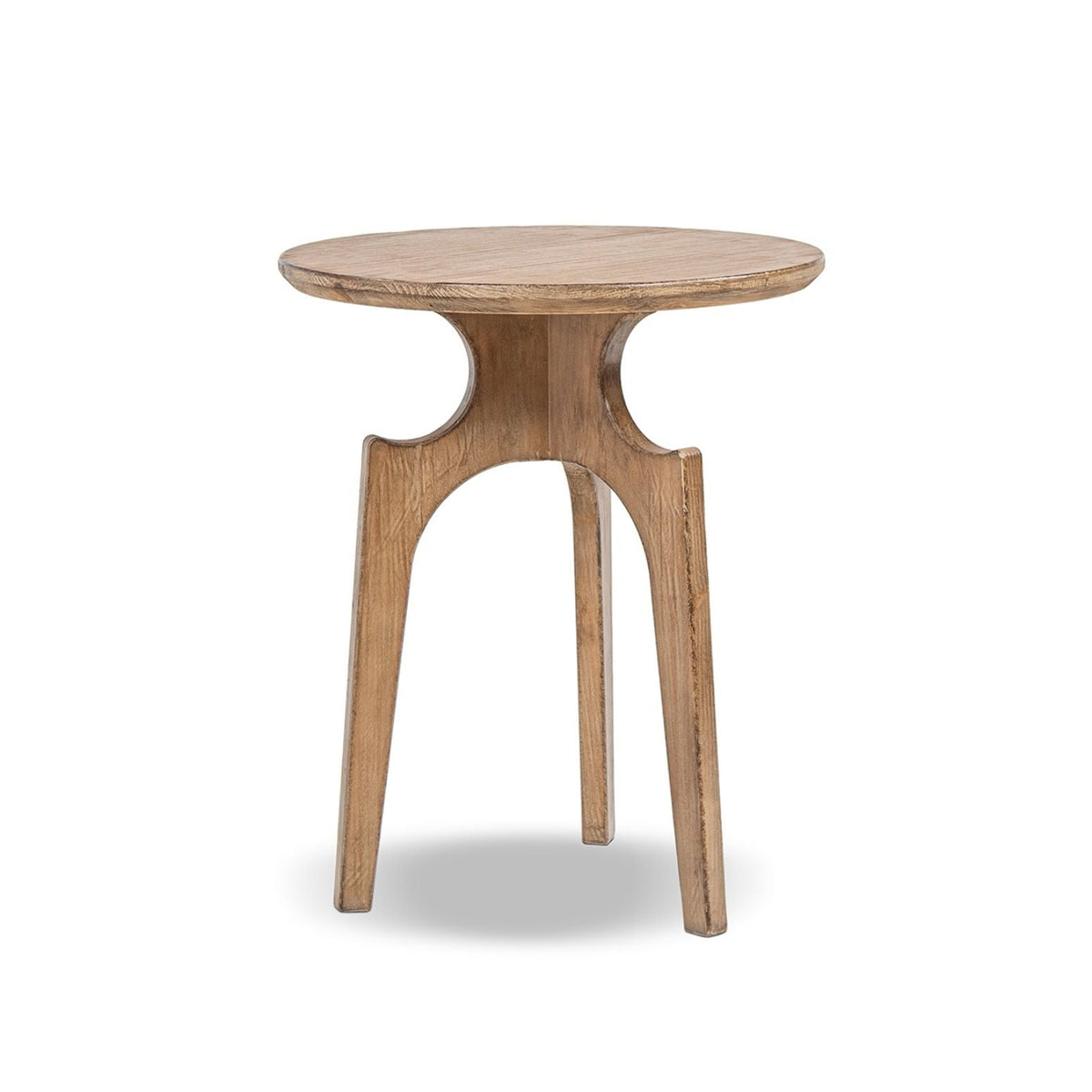 Antique Brown Round Side Table with Reclaimed Pine - Carmel