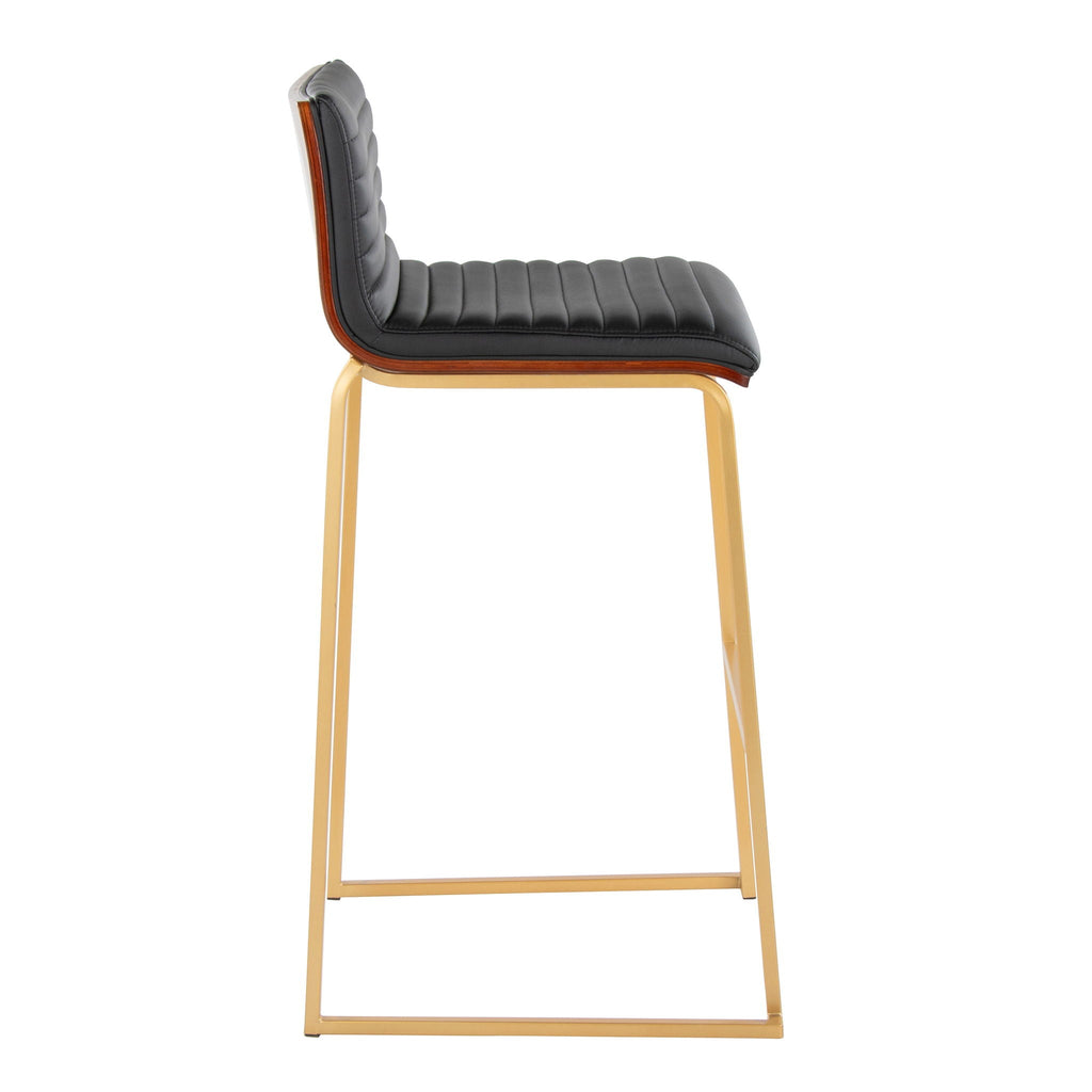 Mason Mara Contemporary Fixed Height Barstool Set with Upholstered Seat - White, Dark Gray, Black