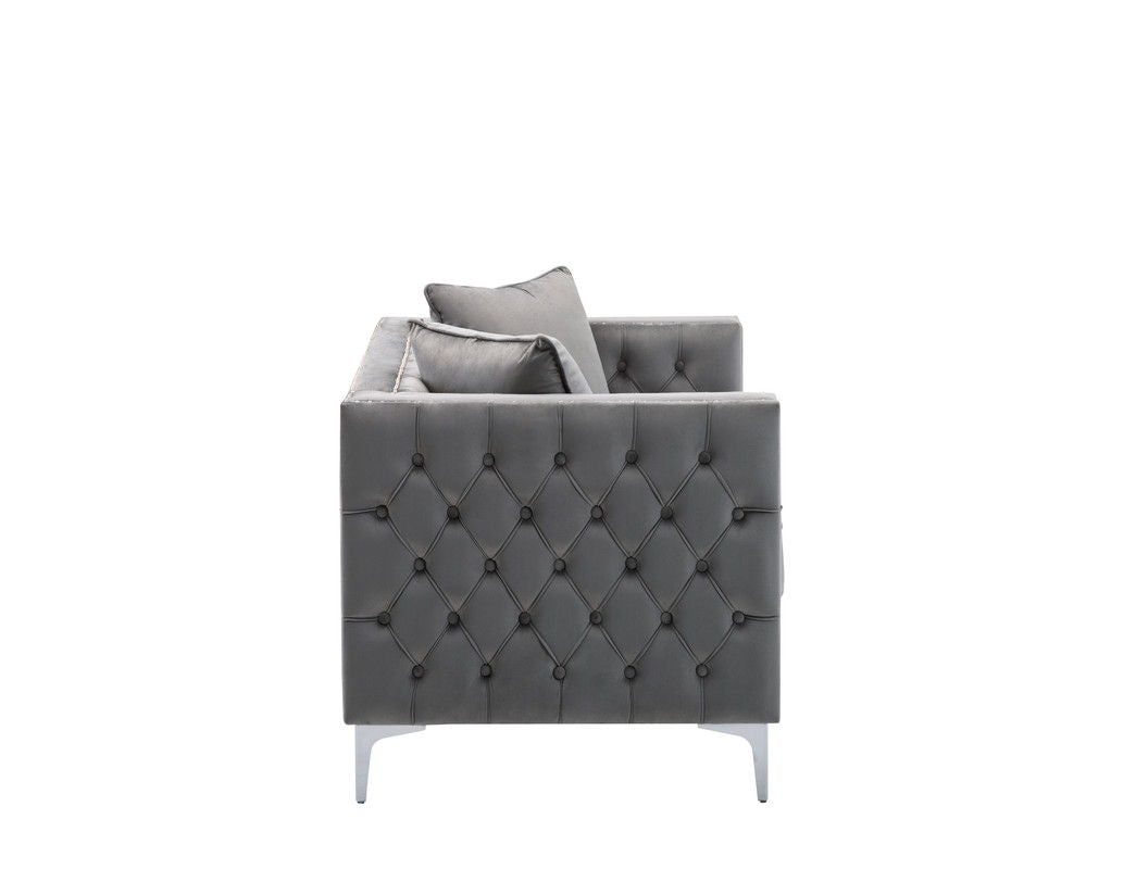 Gray Loveseat with Button Tufting - Lorreto