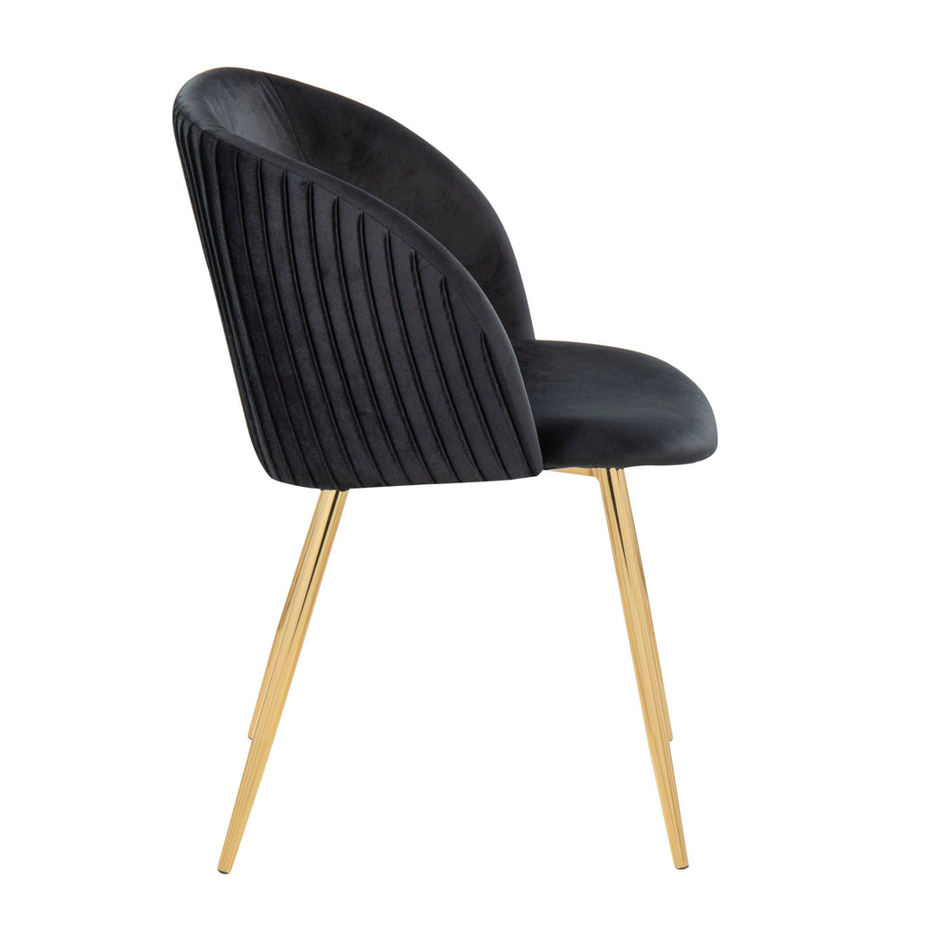 Pleated Waves Contemporary Chair Set of 2 with Metal Legs - Black, Gray, or Pearl Silver