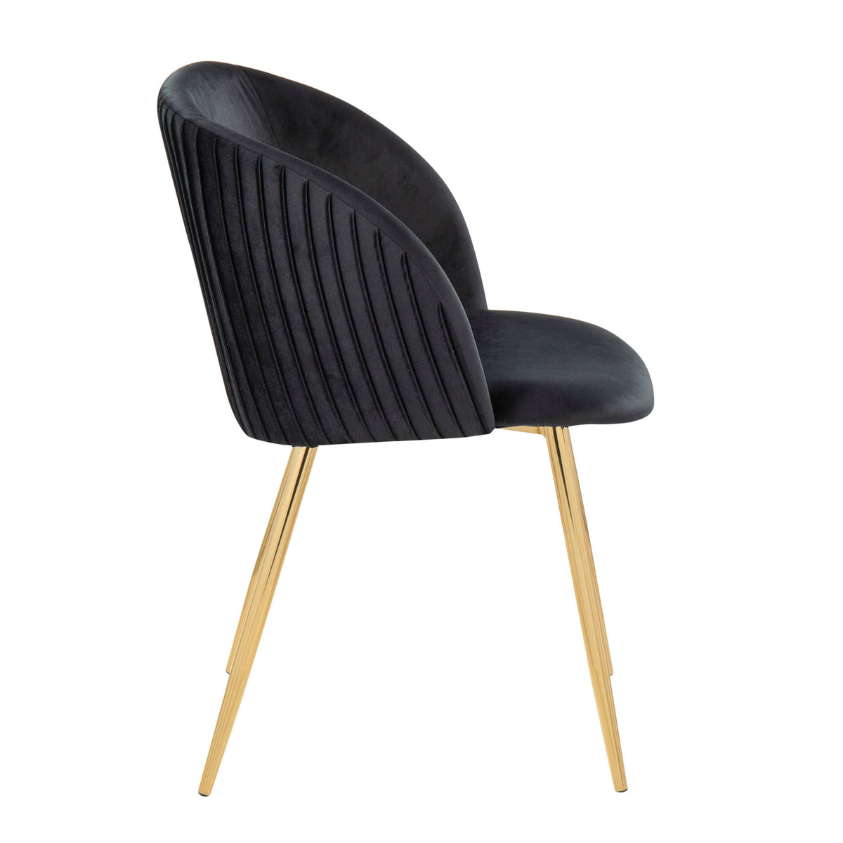Pleated Waves Contemporary Chair Set of 2 with Metal Legs - Black, Gray, or Pearl Silver