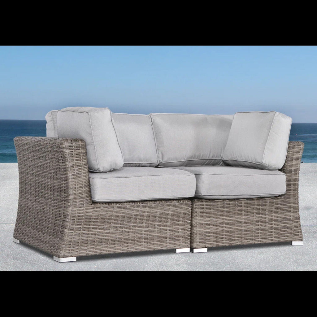 Outdoor Loveseat with Cushions - All-Weather Wicker - Light Brown or Dark Gray