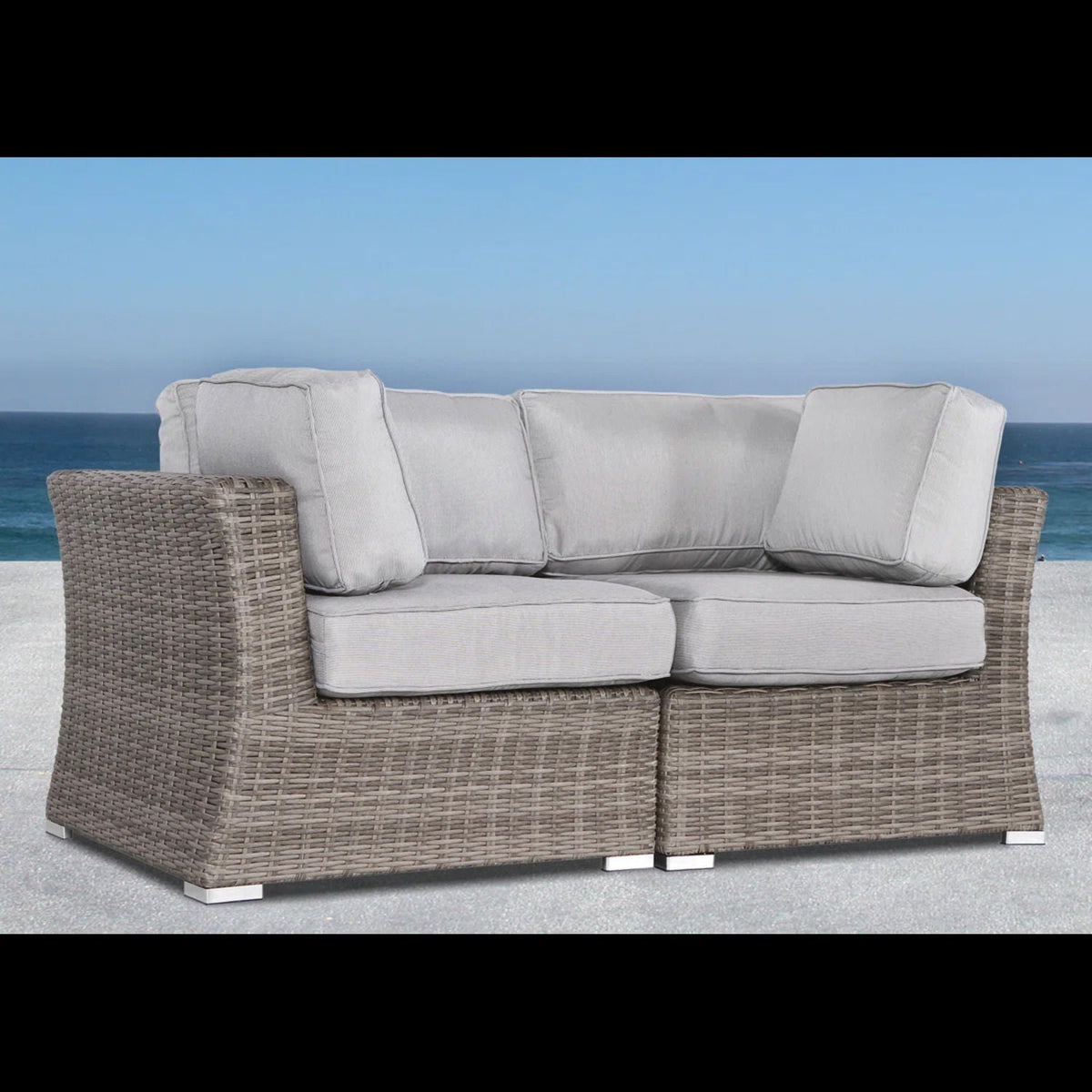 Outdoor Loveseat with Cushions - All-Weather Wicker - Light Brown or Dark Gray