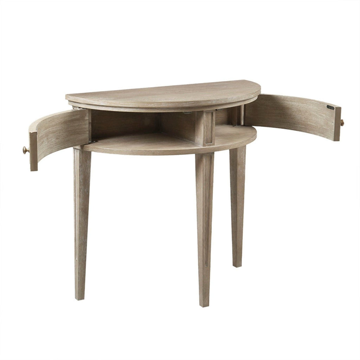 Vintage Inspired Storage Console Table with Fluted Doors - Light Brown