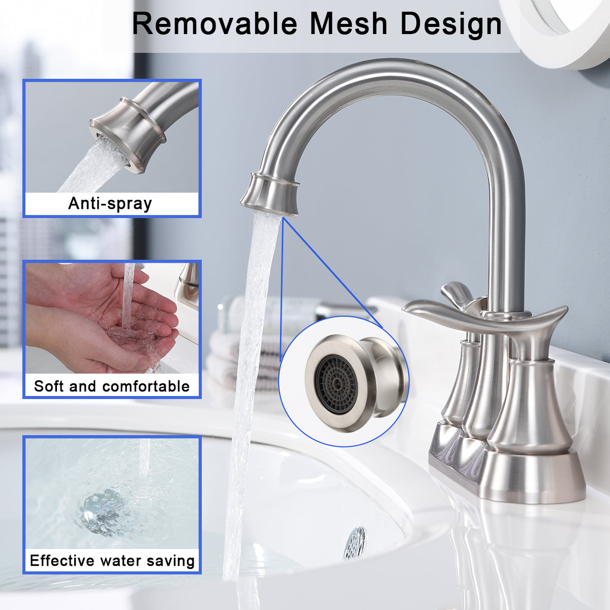 2-Handle 4-Inch Bathroom Faucet with Pop-Up Drain - Brushed Nickel