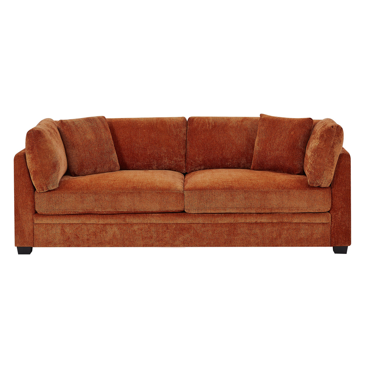 83.50" Modern Flared Arms Sofa with High-Density Cushions - Caramel