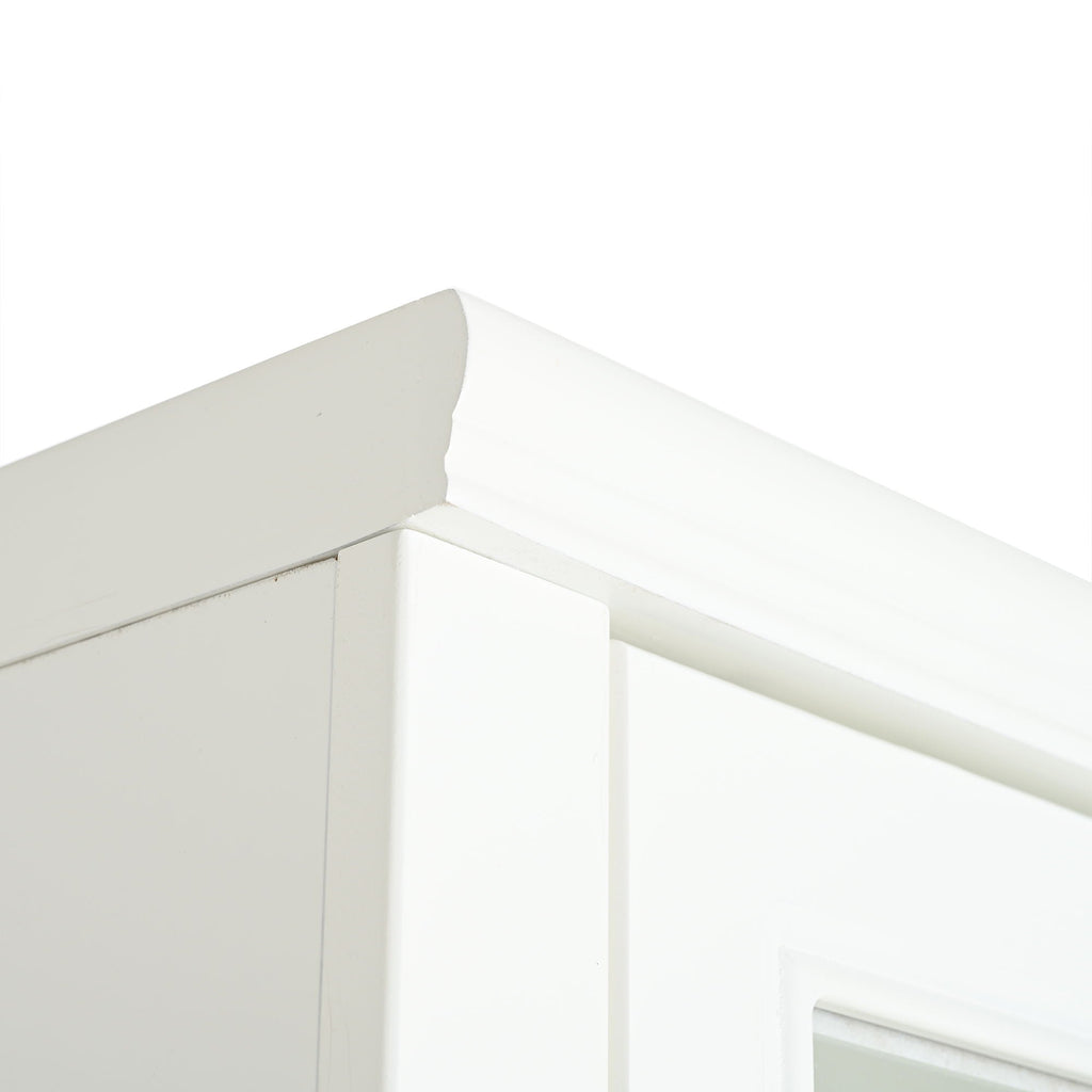 Retro Style Hutch Cabinet with Glass Door - White