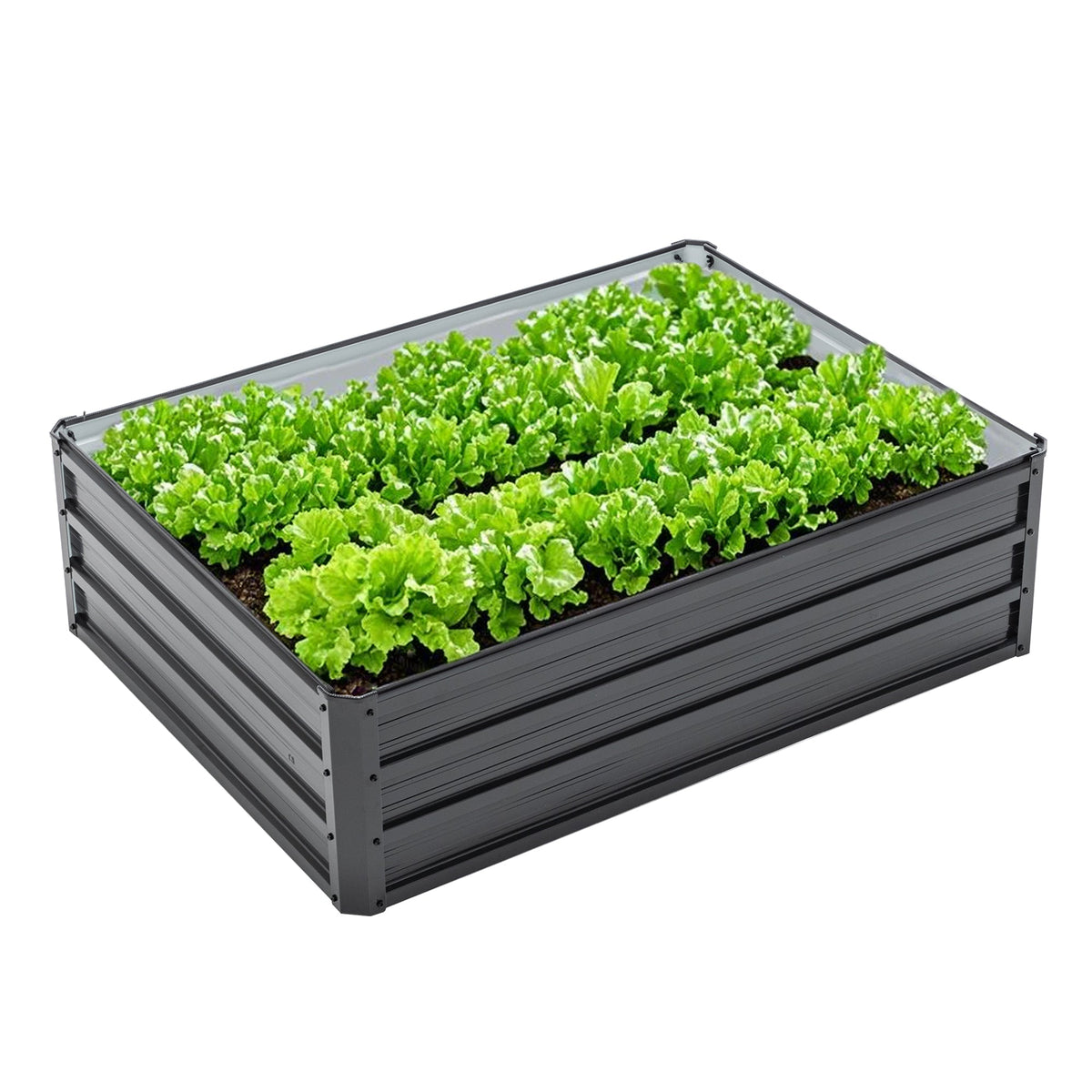 4x3x1ft Metal Raised Garden Bed with Galvanized Steel - Black