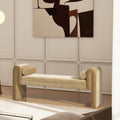 Mason 60.5" Upholstered Bench with Arched Arms and Bolster Pillows - Camel Brown Beige Velvet