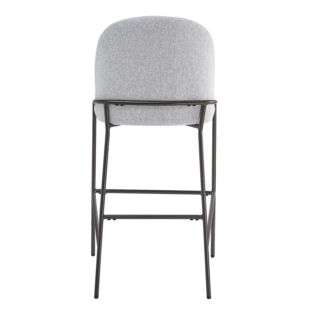 Galen Indoor Metal Upholstered Barstool with Contoured Backrest - Antique Bronze