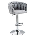 Adjustable Gray Counter Stools with 360° Swivel & Woven Back - Set of 2