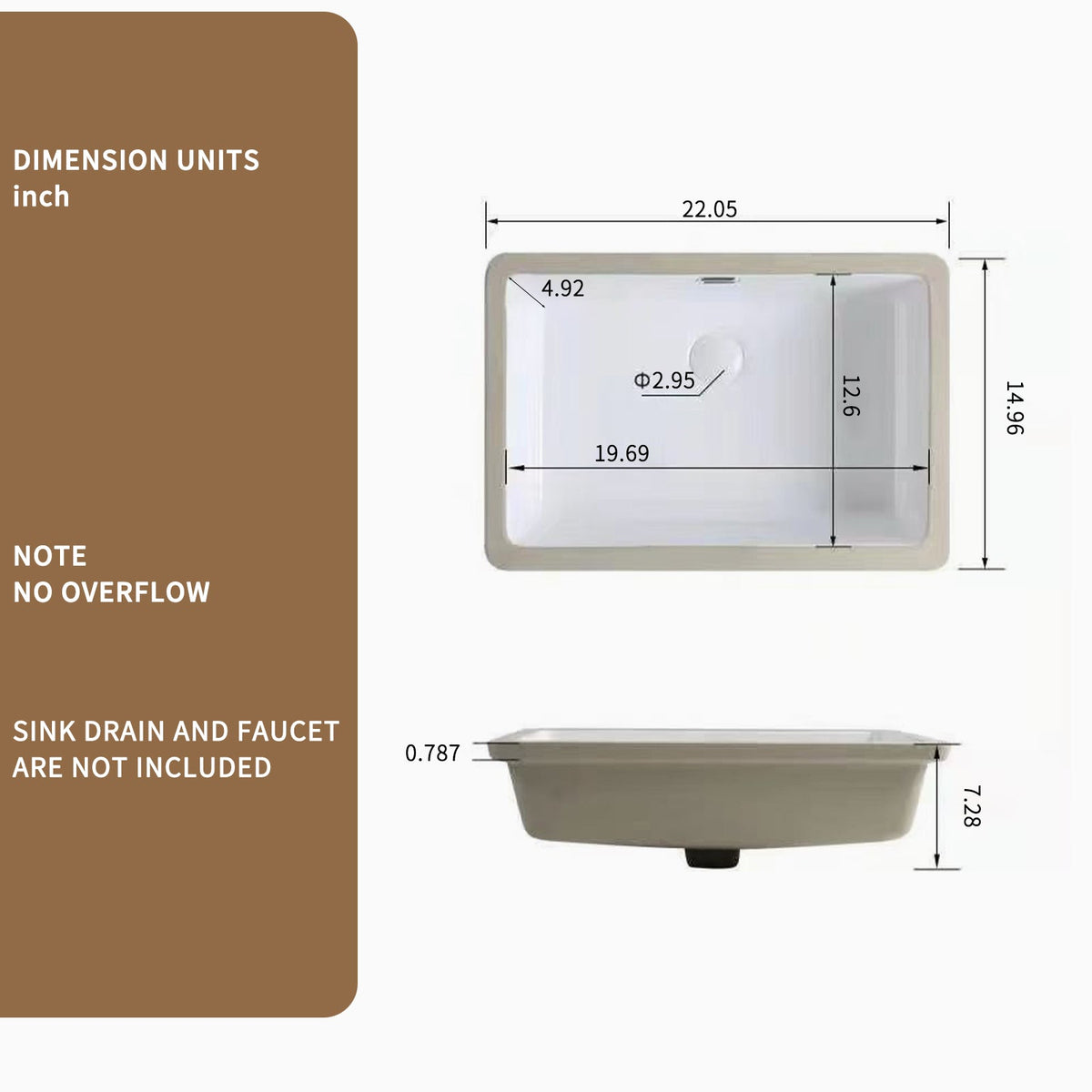 Rectangular Undermount Bathroom Sink with Modern Luxury Finish - White Ceramic