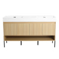 Modern Bathroom Vanity Combo with Single Resin Sink and Storage Cabinet - Light Brown