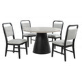 Dining Set With Round Table And 4 Upholstered Chairs - Black / Gray