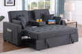 Convertible Sleeper Loveseat with Cup Holder & Charging Ports - Dark Gray