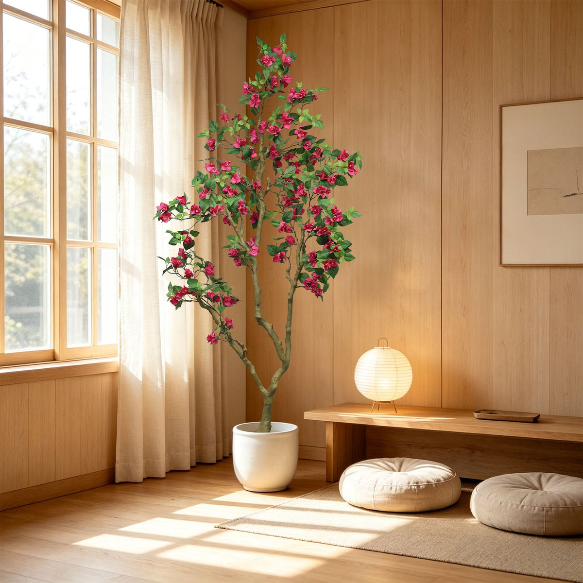 7Ft Artificial Bougainvillea Tree with Realistic Rose - Plastic