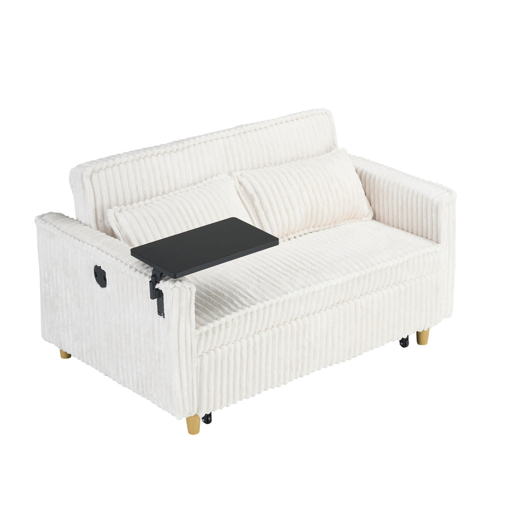 Pull Out Sofa With Movable Tabletop and USB Ports - Multiple Colors