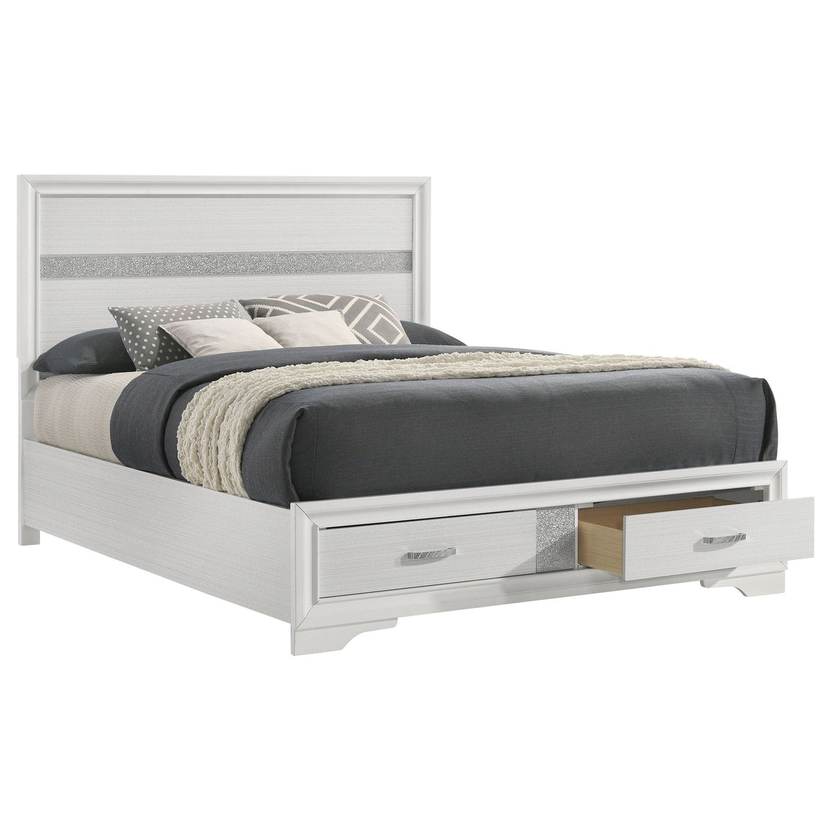 Miranda 51-inch Wood Queen Storage Panel Bed White