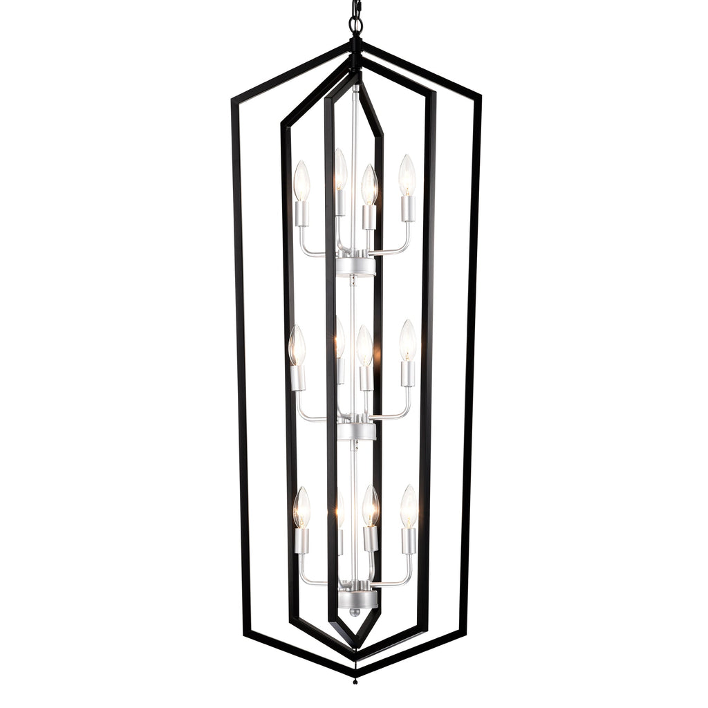 12-Light Farmhouse Kitchen Chandelier with Matte Finish - Metal