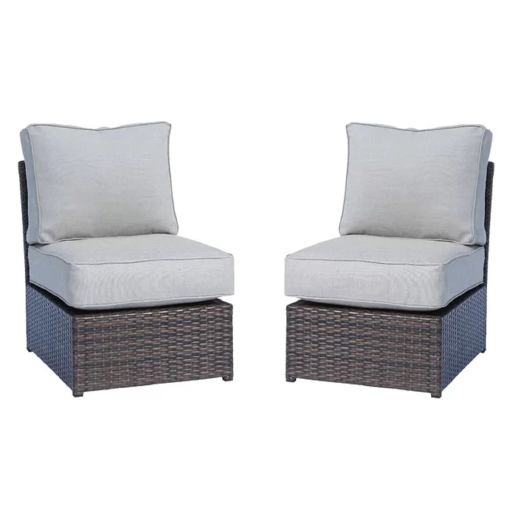 Modern Patio Rattan Sectional Set with Cushions - Multiple Colors