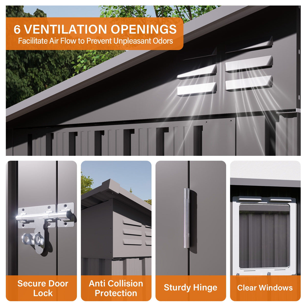 Outdoor Storage Shed, Tool House With Sloping Roof - Gray
