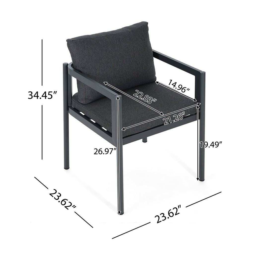 7-Piece Patio Dining Set with Cushioned Chairs - Brown & Gray