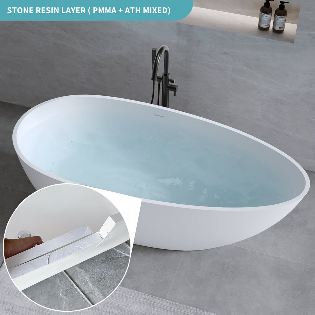 59'' Solid Surface Matte Freestanding Bathtub