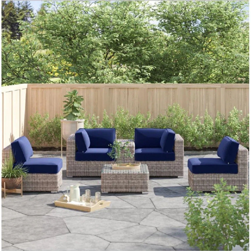 Wicker Outdoor Seating Group Set with Cushions and Table - Multiple Colors