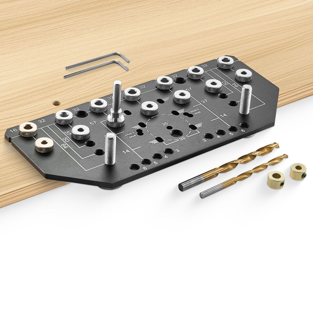 Aluminum Alloy Shelf Pin and Hinge Jig Two-in-One Cabinet Drilling Tool