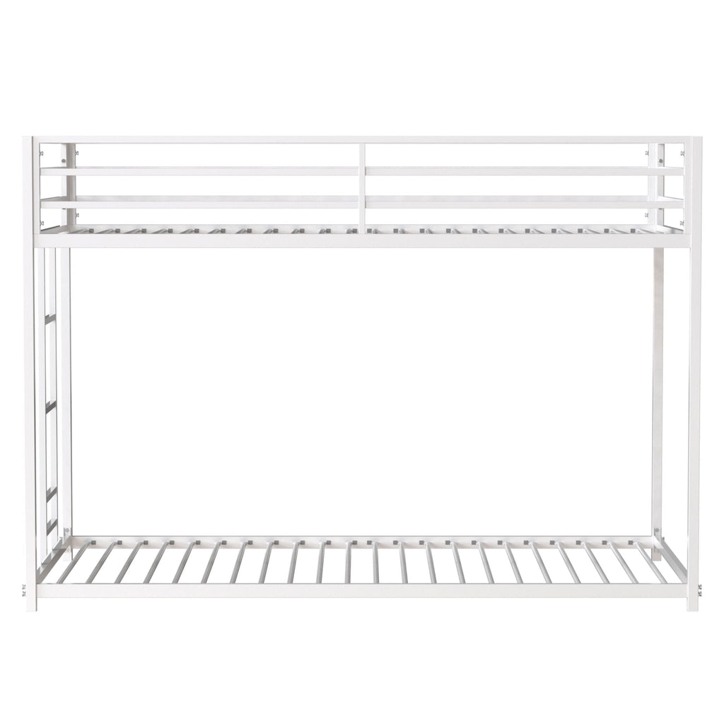 White Metal Bunk Bed with Reinforced Guardrails - Twin over Twin or Twin over Full