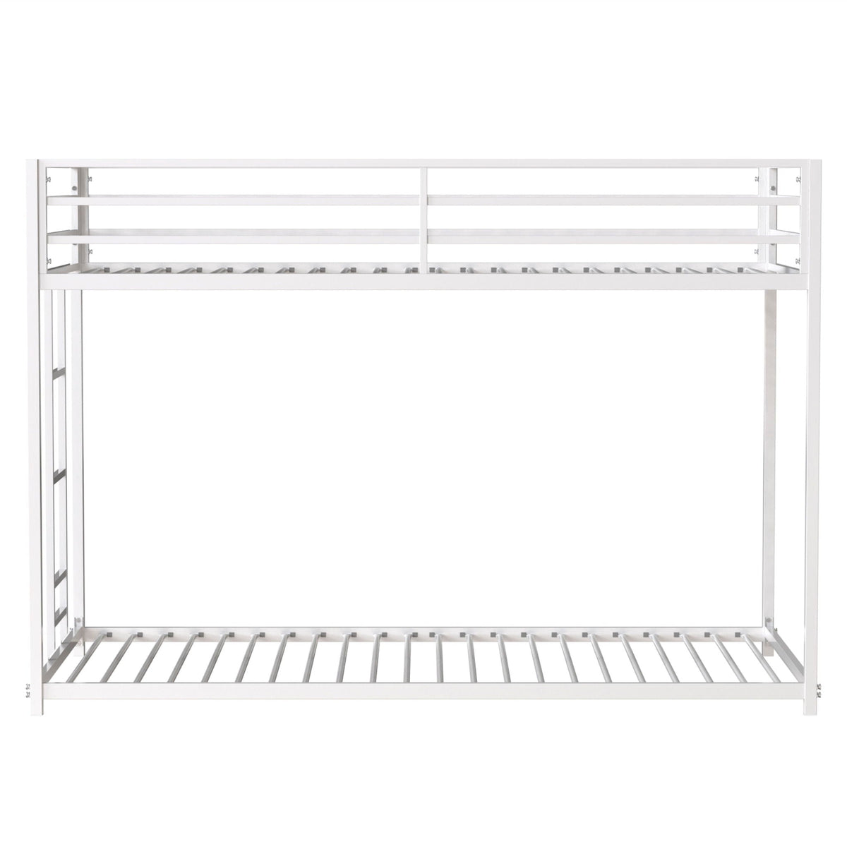White Metal Bunk Bed with Reinforced Guardrails - Twin over Twin or Twin over Full