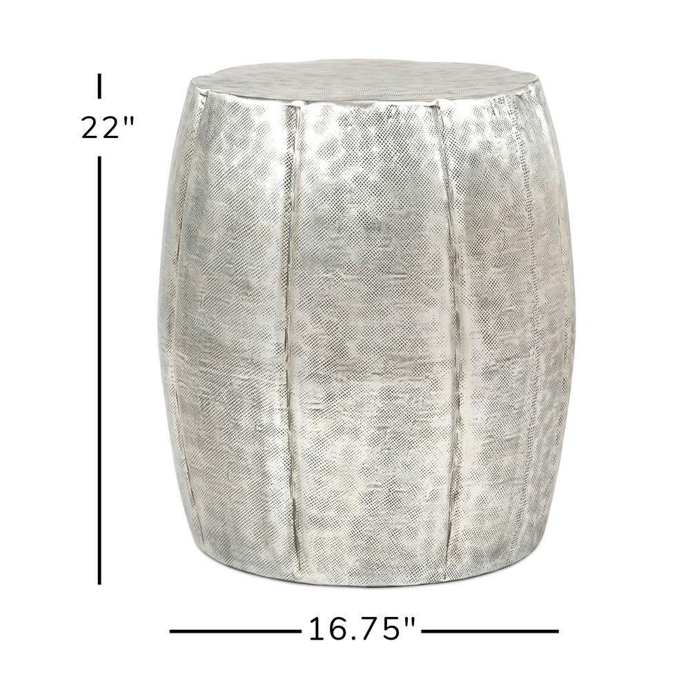 Vanora Accent Table with Drum-Style Body - Silver