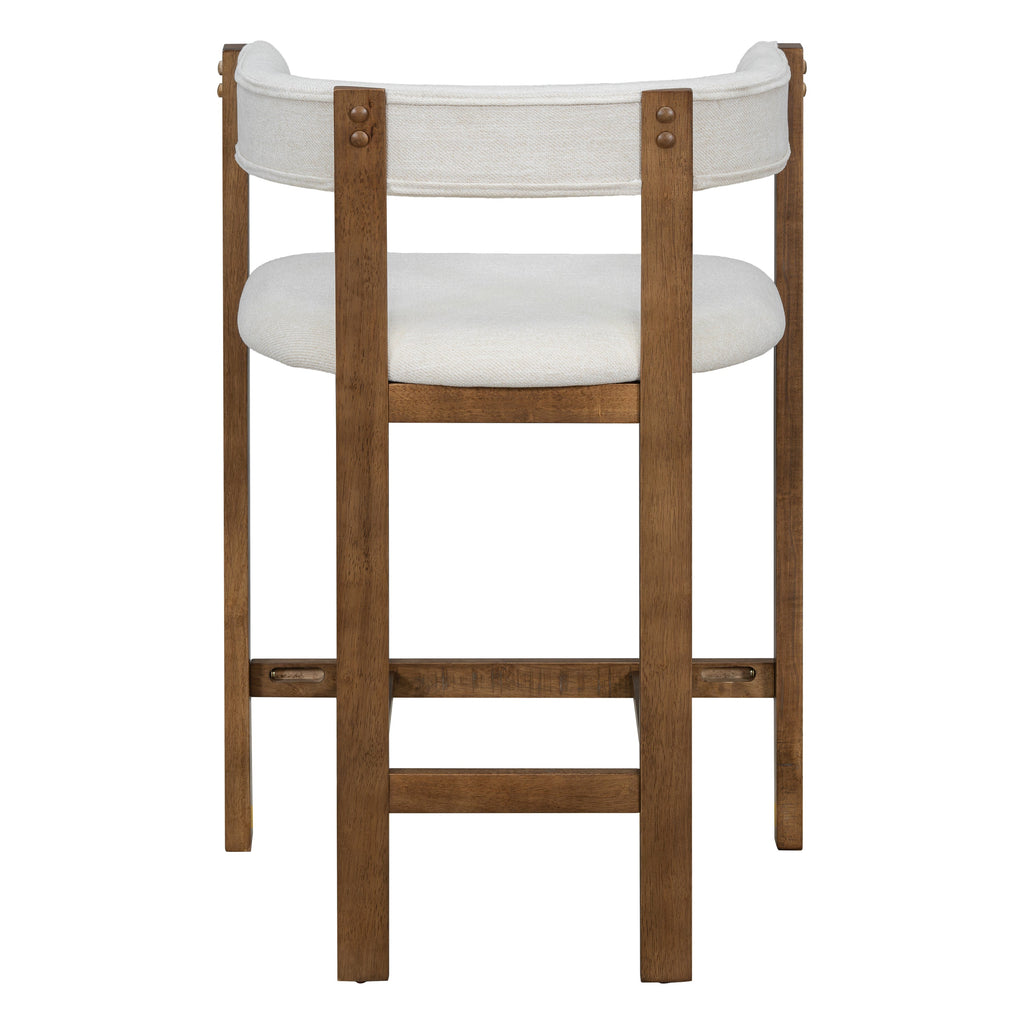 Solid Rubberwood Counter Stools with Cutout Barrel Back - Set of 2