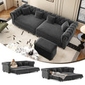 Chesterfield 3-in-1 Convertible Velvet Sofa Bed with Pull-Out Sleeper - Grey