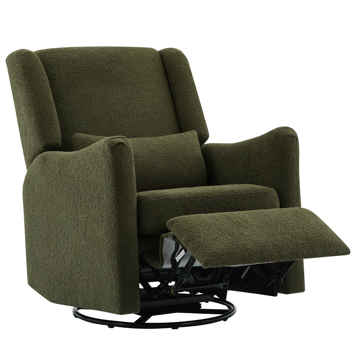 Wide Wingback Swivel Glider Rocker Recliner Chair with 360-Degree Swivel - Dark Green or Beige