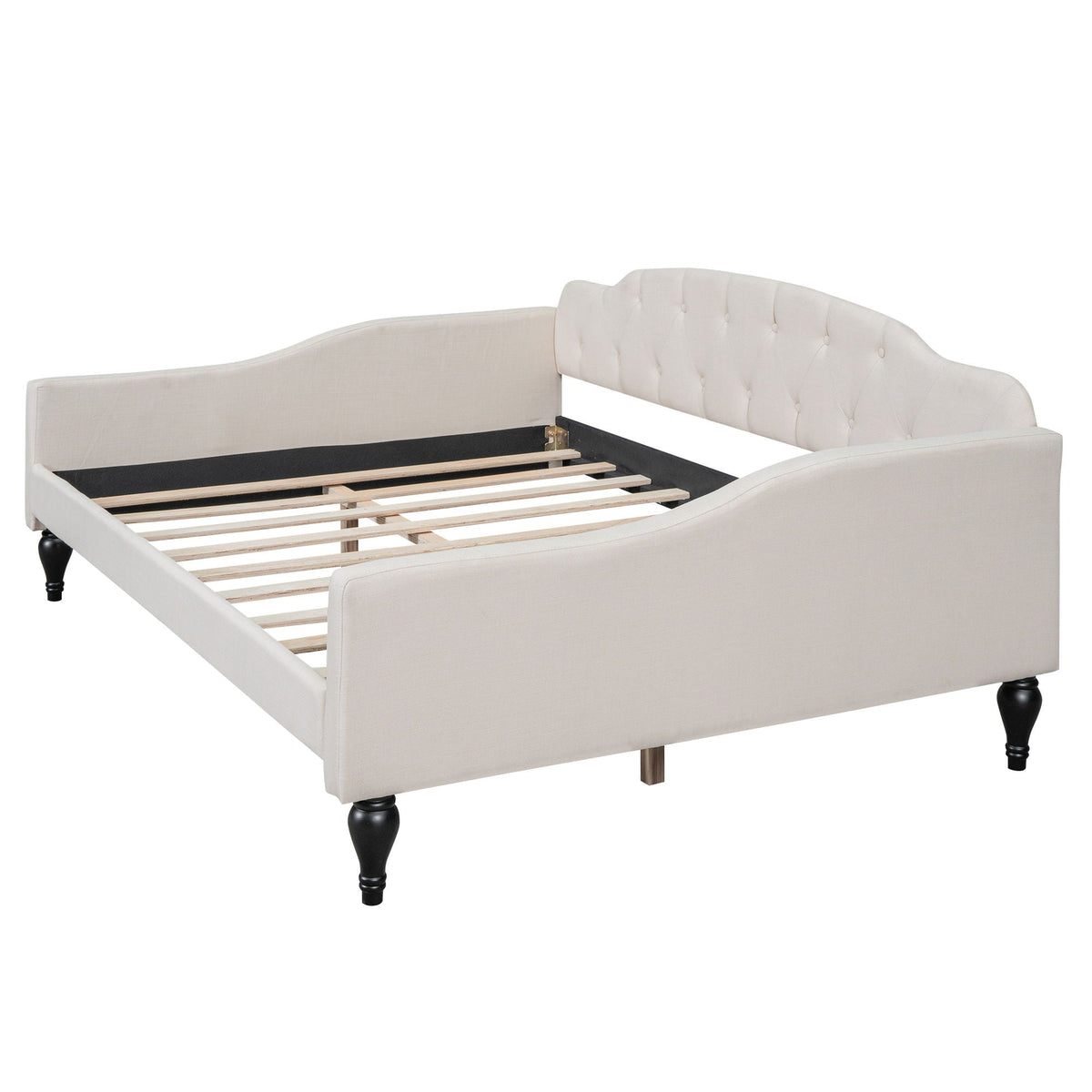 Upholstered Tufted Daybed with Storage Options - Beige