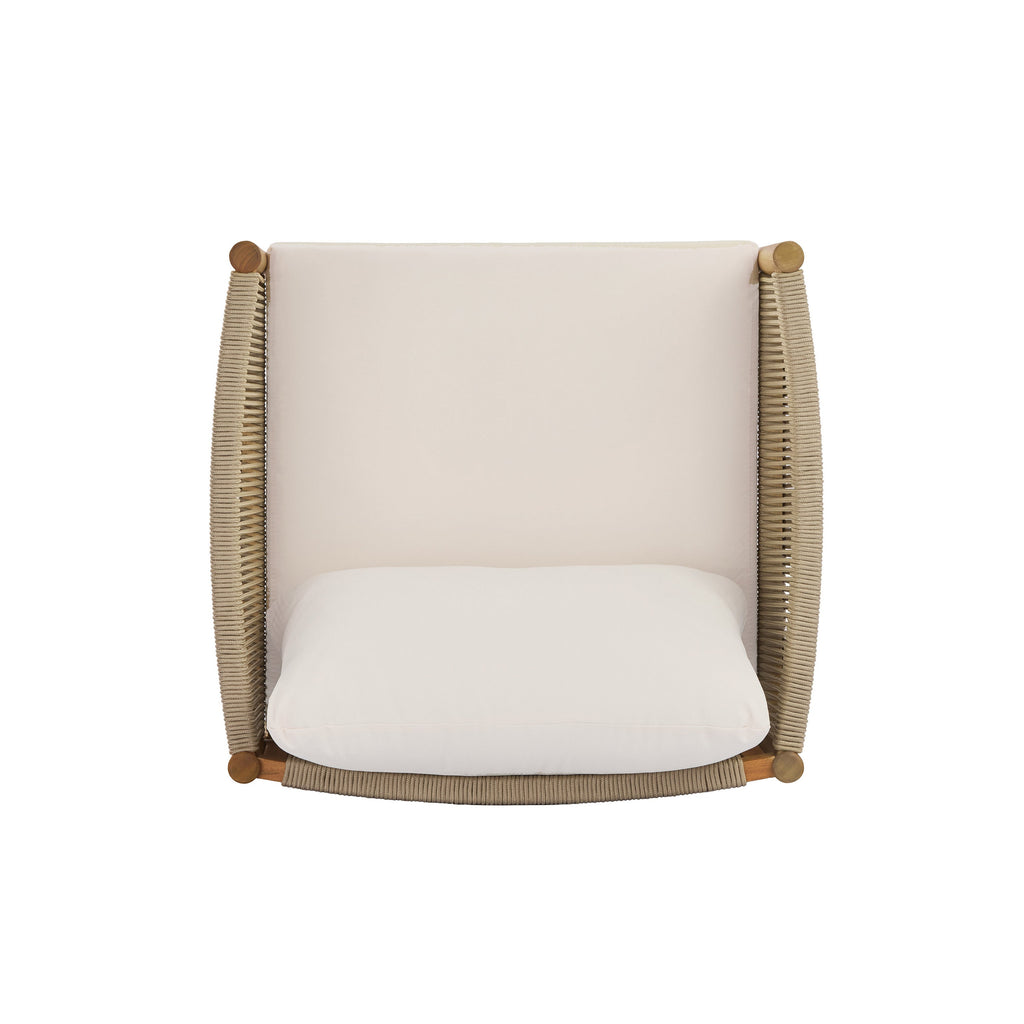 Outdoor Club Chair with Acacia Wood Frame and Rope Panels – Teak Look