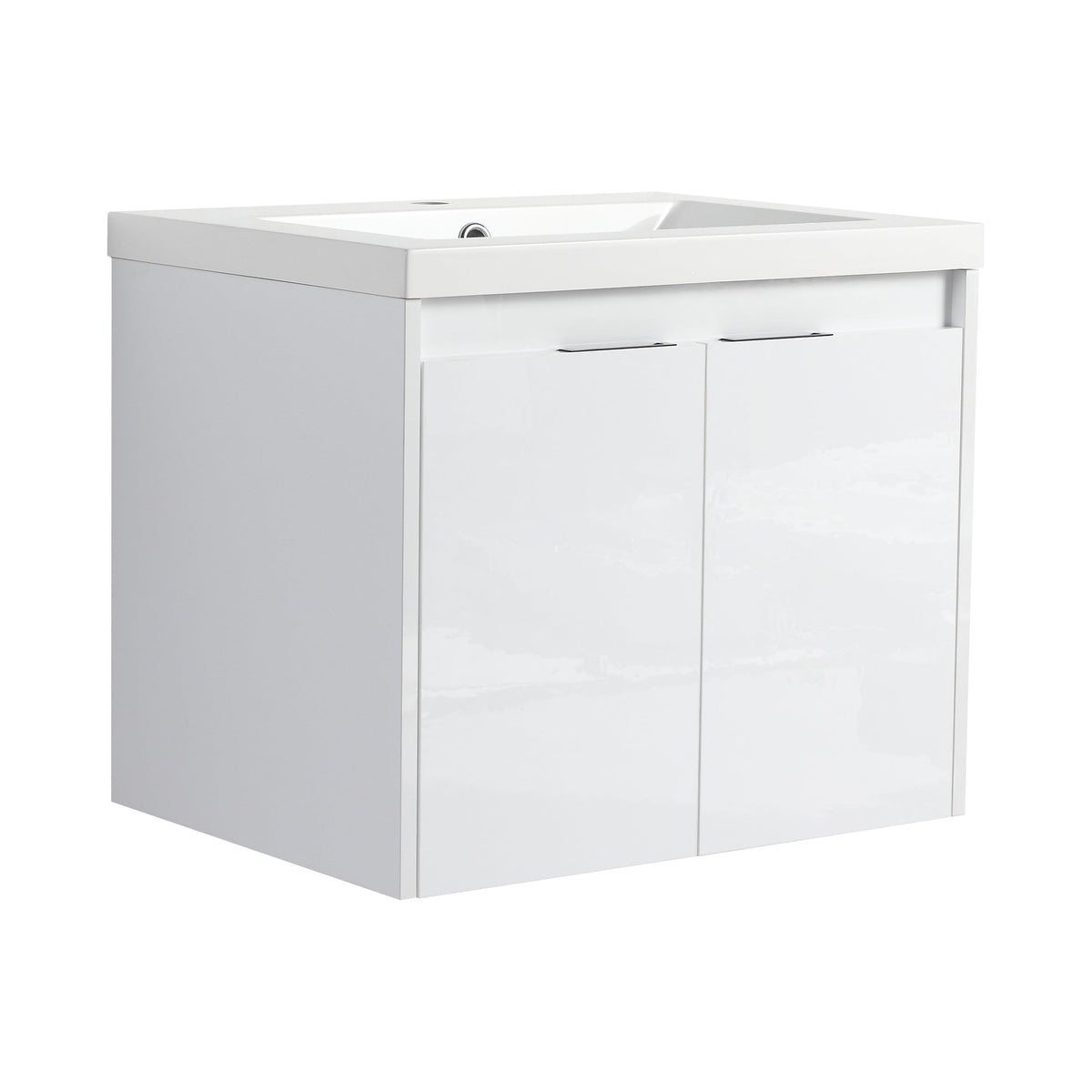 24" Bathroom Vanity with Resin Sink and Soft Close Doors - White