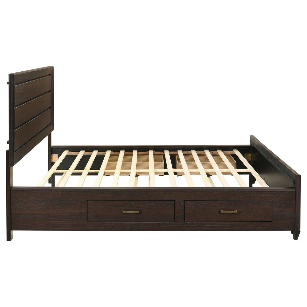 Dark Brown Storage Bed with Side Drawers - Modern Engineered Wood