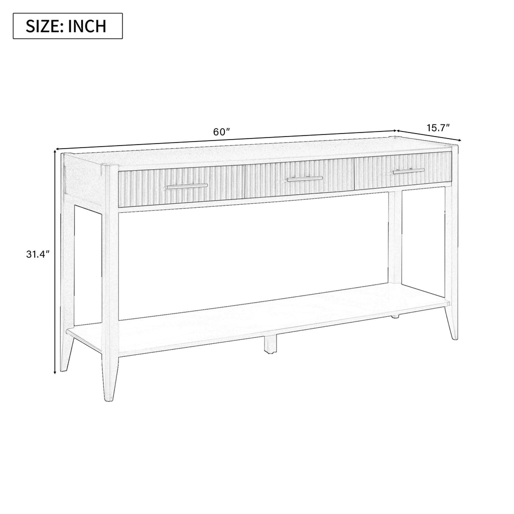 Painted Console Table with 3 Drawers - 60" Wide MDF Storage