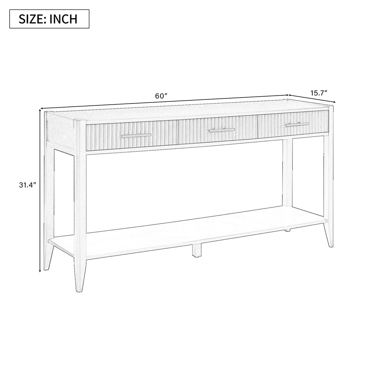 Painted Console Table with 3 Drawers - 60" Wide MDF Storage