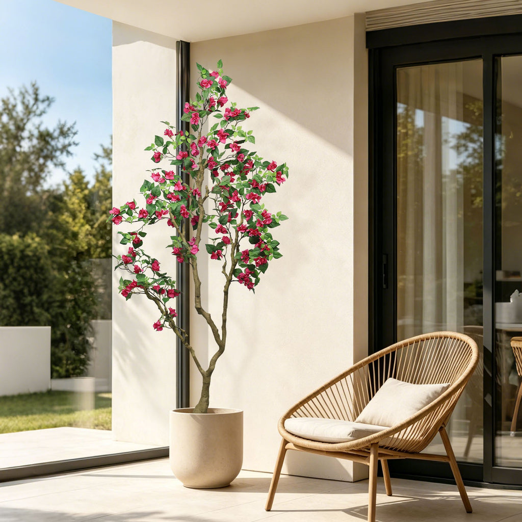 7Ft Artificial Bougainvillea Tree with Realistic Rose - Plastic
