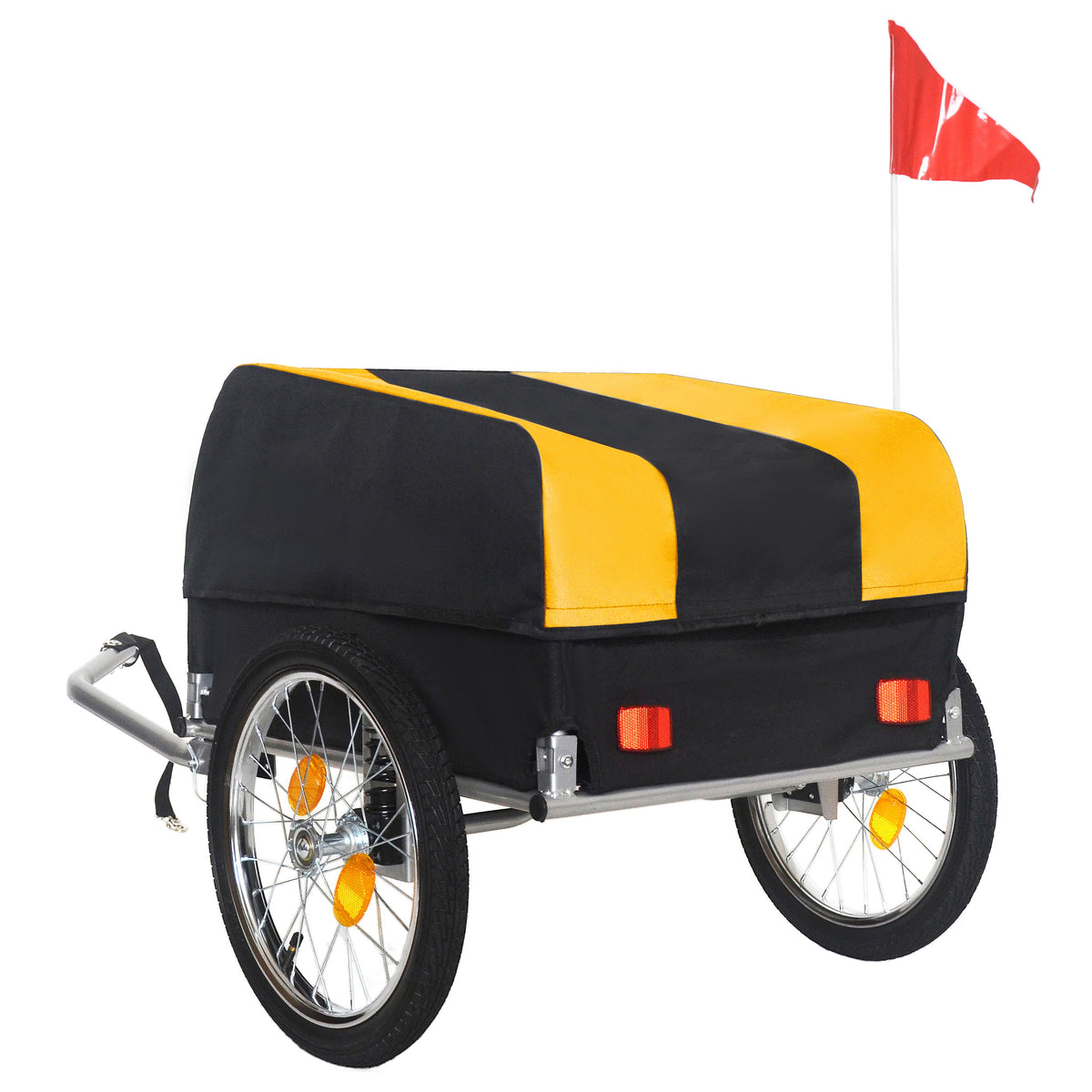 Heavy-Duty Bike Cargo Trailer with Removable Waterproof Cover - Yellow+Black, Black+Green, Black