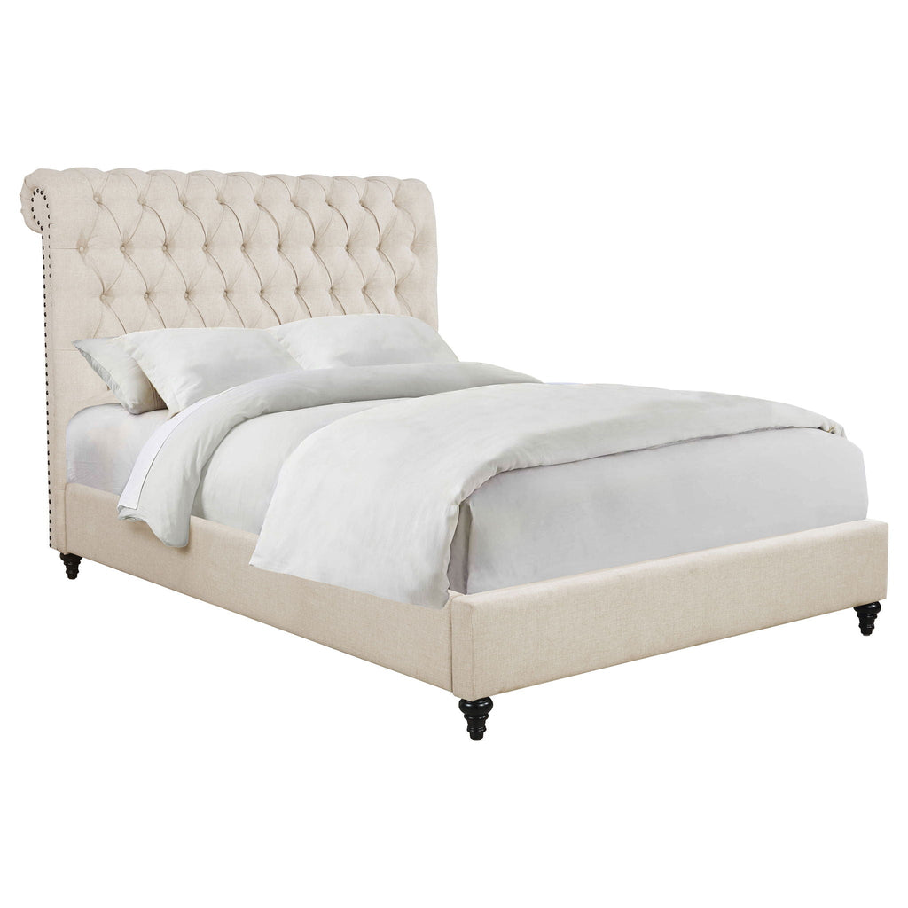 Devon 57-inch Upholstered California King Panel Bed Beige